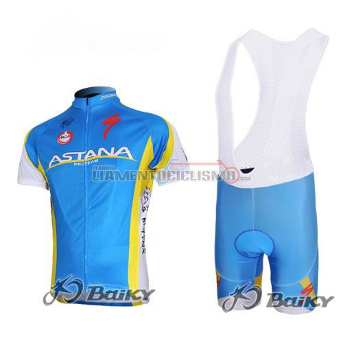 Abbigliamento Ciclismo Astana 2011 celeste e giallo