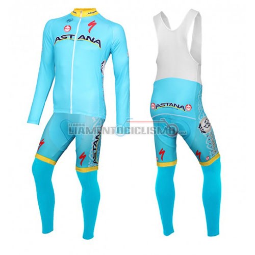Abbigliamento Ciclismo Astana ML 2016 azzurro e giallo