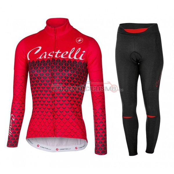 2017 Abbigliamento Ciclismo Donne Castelli Manica Lunga Rosso