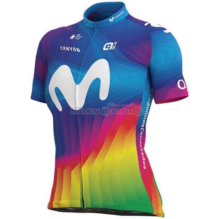 Abbigliamento Ciclismo Donne Movistar Manica Corta 2020 Multicolore