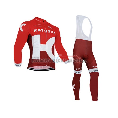 Abbigliamento Ciclismo Katusha ML 2016 bianco erosso