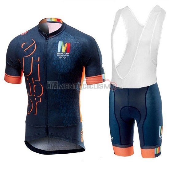 Abbigliamento Ciclismo Castelli Maratona Dles Dolomites-Enel Manica Corta 2018 Blu Arancione