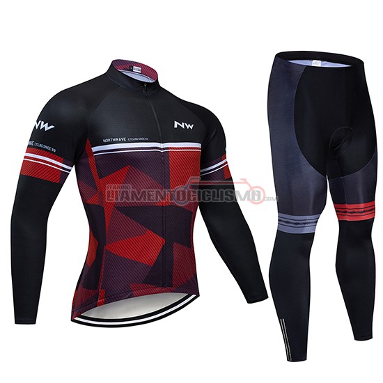 Abbigliamento Ciclismo Northwave Manica Lunga 2019 Nero Rosso Bianco
