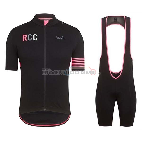 Abbigliamento Ciclismo Rapha Manica Corta 2019 Nero Rosa