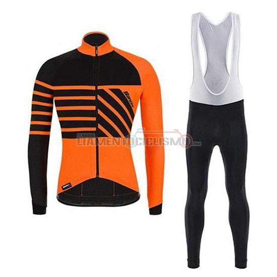 Abbigliamento Ciclismo Santini Svolta Manica Lunga 2020 Arancione Nero
