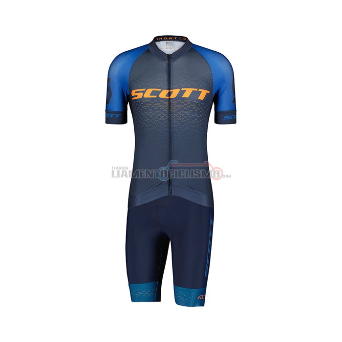 Abbigliamento Ciclismo Scott Manica Corta 2022 Blu Giallo