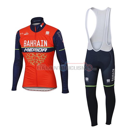 Abbigliamento Ciclismo Bahrain Merida manica lunga 2017 rosso