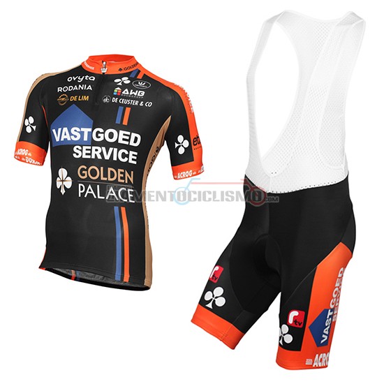 Abbigliamento Ciclismo Vastgoedservice Golden Palace 2015 nero e arancione