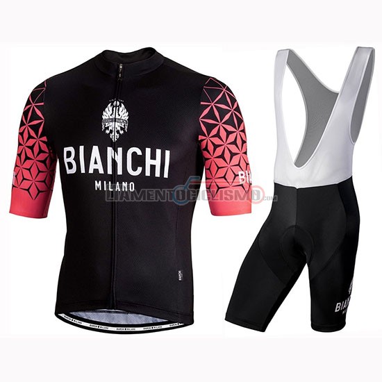 Abbigliamento Ciclismo Bianchi Milano Conca Manica Corta 2019 Nero Rosso