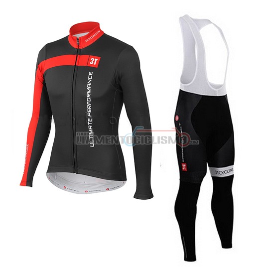 Abbigliamento Ciclismo Castelli 3T Manica Lunga 2015 nero e rosso
