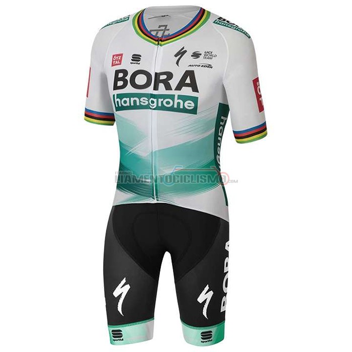 Abbigliamento Ciclismo UCI Mondo Campione Bora Manica Corta 2020 Bianco Verde