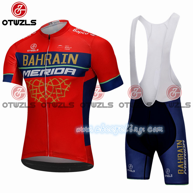 2018 Abbigliamento Bahrain Merida Manica Corta rosso