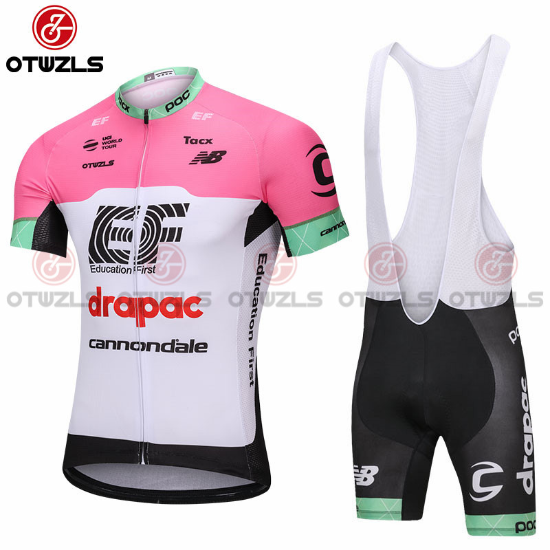 2018 Abbigliamento EF Drapac Cannondale Manica Corta rosa e bianco