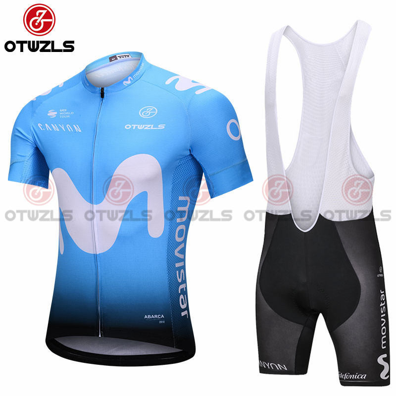 2018 Abbigliamento Movistar Manica Corta celeste