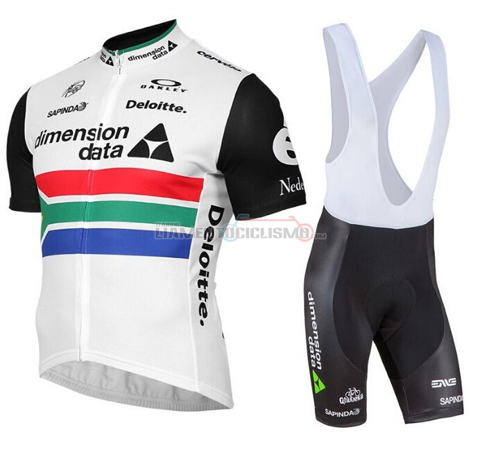 Abbigliamento Ciclismo Dimension Data Manica Corta 2016 Bianco e Nero