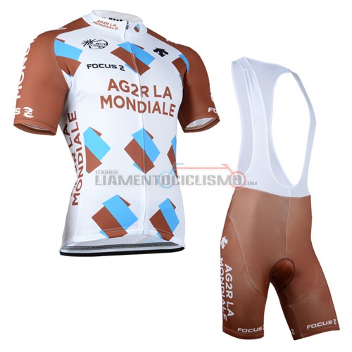 Abbigliamento Ciclismo Ag2r 2015 marrone e bianco