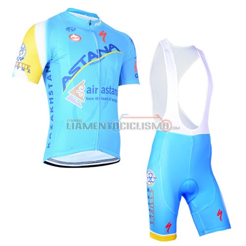 Abbigliamento Ciclismo Astana 2014 azzurro e giallo