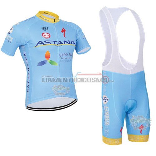 Abbigliamento Ciclismo Astana 2016 azzurro e giallo