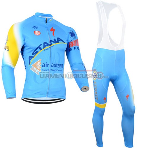 Abbigliamento Ciclismo Astana ML 2014 azzurro e giallo