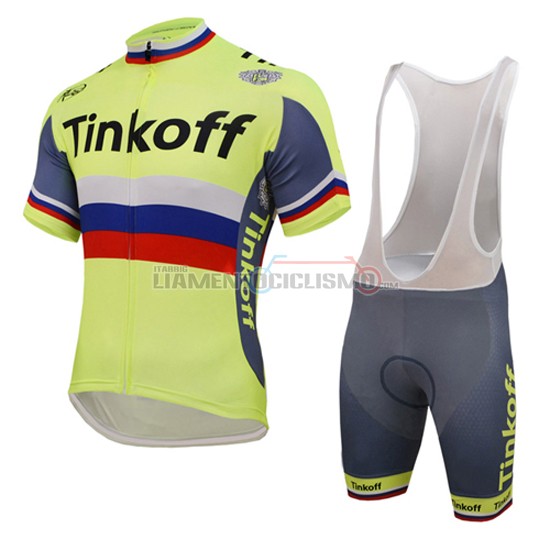 Abbigliamento Ciclismo Tinkoff 2016 giallo e grigio