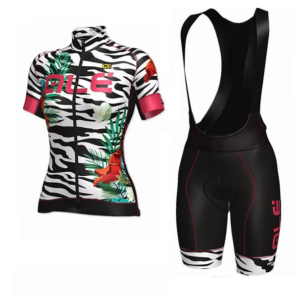 Abbigliamento Ciclismo Donne ALE Flowers 2017 Bianco e Nero