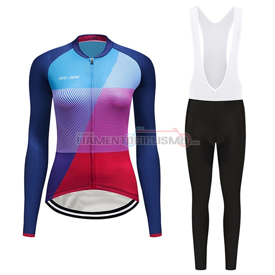 Abbigliamento Ciclismo Donne Dirty Snow Manica Lunga 2019 Blu Rosso Viola