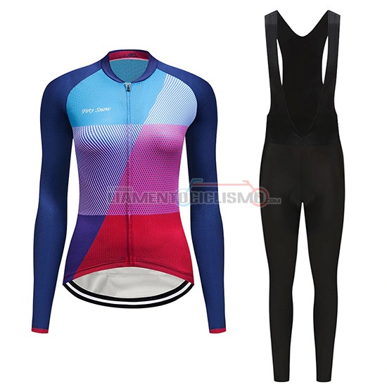 Abbigliamento Ciclismo Donne Dirty Snow Manica Lunga 2019 Blu Rosso Viola