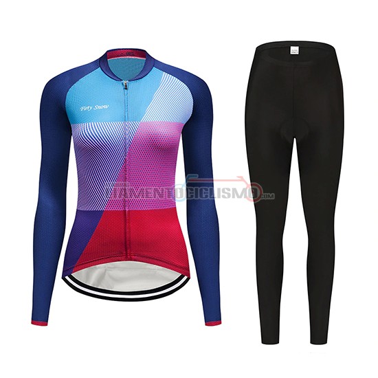 Abbigliamento Ciclismo Donne Dirty Snow Manica Lunga 2019 Blu Rosso Viola