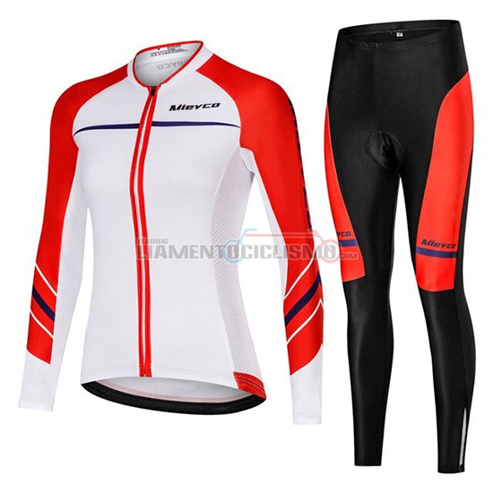 Abbigliamento Ciclismo Donne Mieyco Manica Lunga 2019 Bianco Arancione