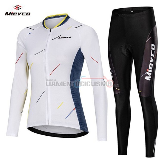 Abbigliamento Ciclismo Donne Mieyco Manica Lunga 2019 Bianco Blu