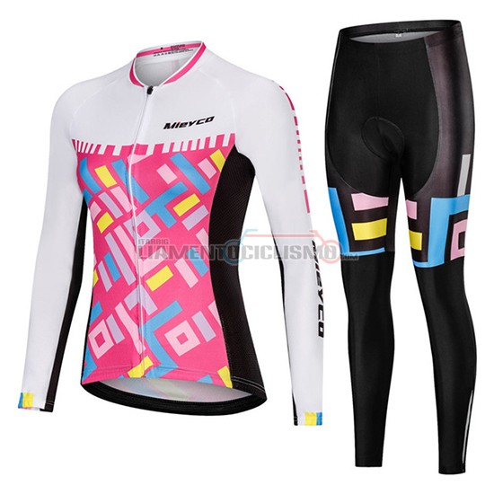 Abbigliamento Ciclismo Donne Mieyco Manica Lunga 2019 Bianco Rosa