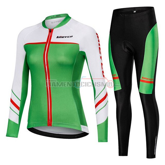 Abbigliamento Ciclismo Donne Mieyco Manica Lunga 2019 Bianco Verde