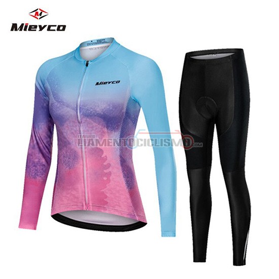 Abbigliamento Ciclismo Donne Mieyco Manica Lunga 2019 Blu Rosa