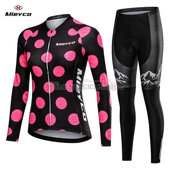 Abbigliamento Ciclismo Donne Mieyco Manica Lunga 2019 Nero Rosa