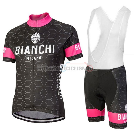 Abbigliamento Ciclismo Donne Bianchi Manica Corta 2018 Nevola Nero e Rosa