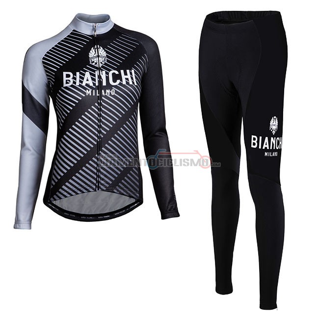 Abbigliamento Ciclismo Donne Bianchi Milano Catria Manica Lunga Nero Grigio