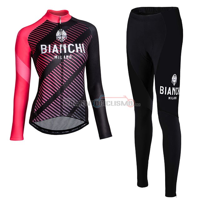 Abbigliamento Ciclismo Donne Bianchi Milano Catria Manica Lunga Nero Rosa