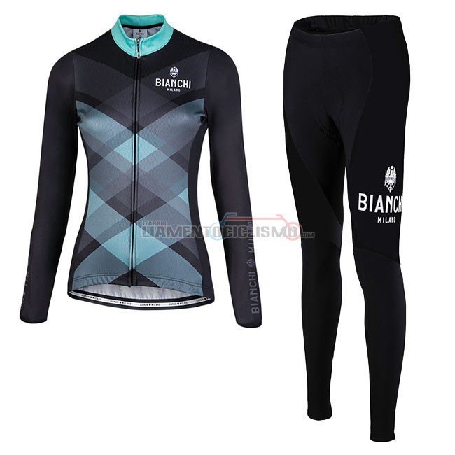 Abbigliamento Ciclismo Donne Bianchi Milano Cornedo Manica Lunga Nero Blu