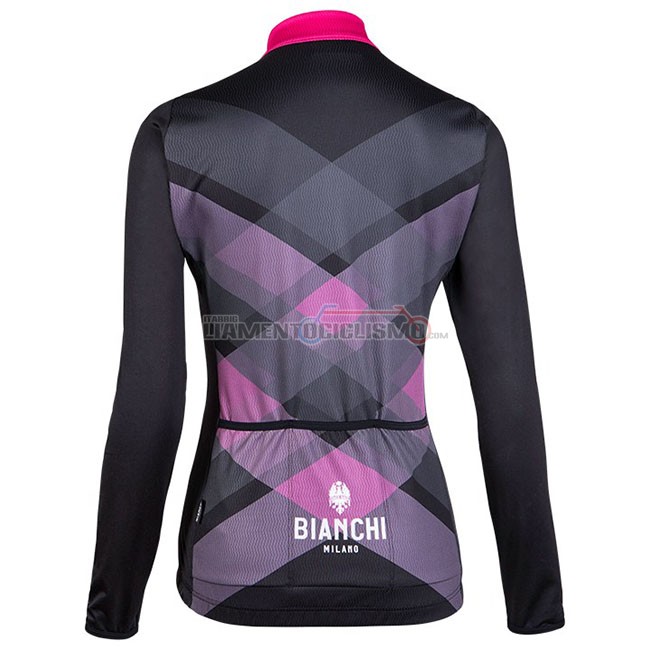 Abbigliamento Ciclismo Donne Bianchi Milano Cornedo Manica Lunga Nero Rosa