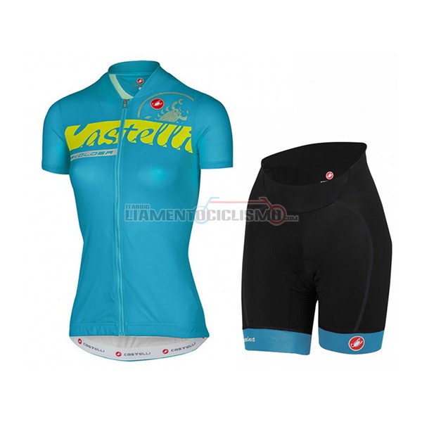 2017 Abbigliamento Ciclismo Donne Castelli Manica Corta Celeste