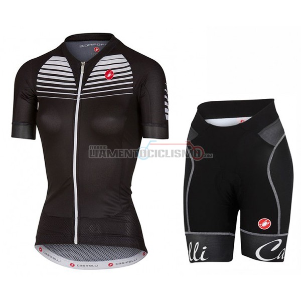 2017 Abbigliamento Ciclismo Donne Castelli Manica Corta Nero e Bianco