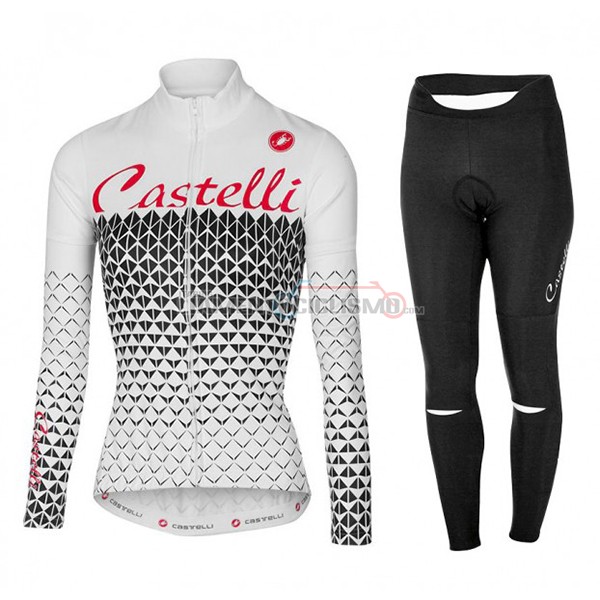 2017 Abbigliamento Ciclismo Donne Castelli Manica Lunga Bianco