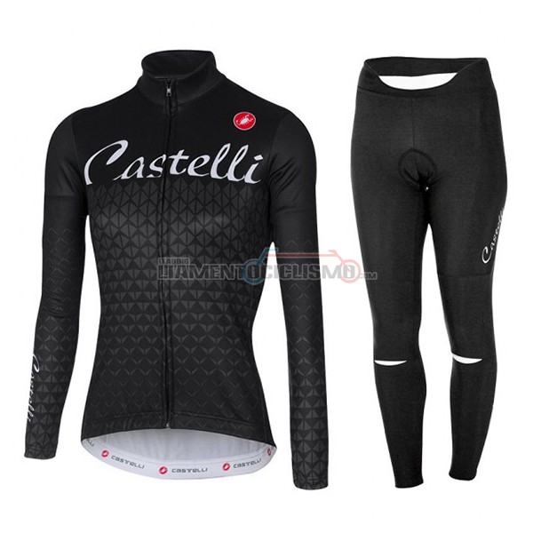 2017 Abbigliamento Ciclismo Donne Castelli Manica Lunga Nero