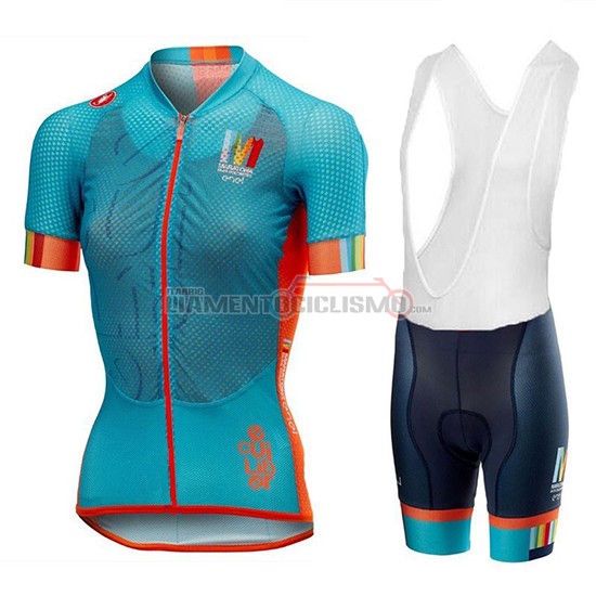 Abbigliamento Ciclismo Donne Castelli Maratona Dles Dolomites-Enel Manica Corta 2018 Blu Arancione