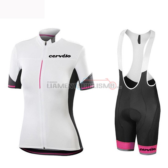 Abbigliamento Ciclismo Donne Cervelo Manica Corta 2019 Bianco Nero