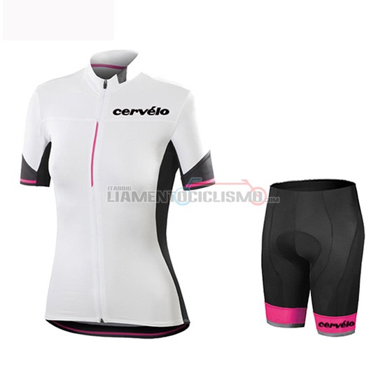 Abbigliamento Ciclismo Donne Cervelo Manica Corta 2019 Bianco Nero