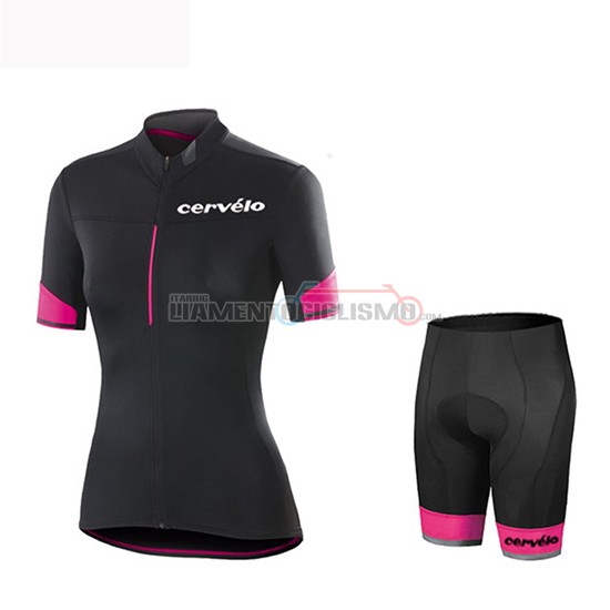 Abbigliamento Ciclismo Donne Cervelo Manica Corta 2019 Nero Rosso