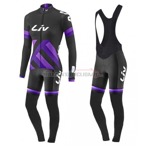 2017 Abbigliamento Ciclismo Donne Liv Manica Lunga Nero e Viola