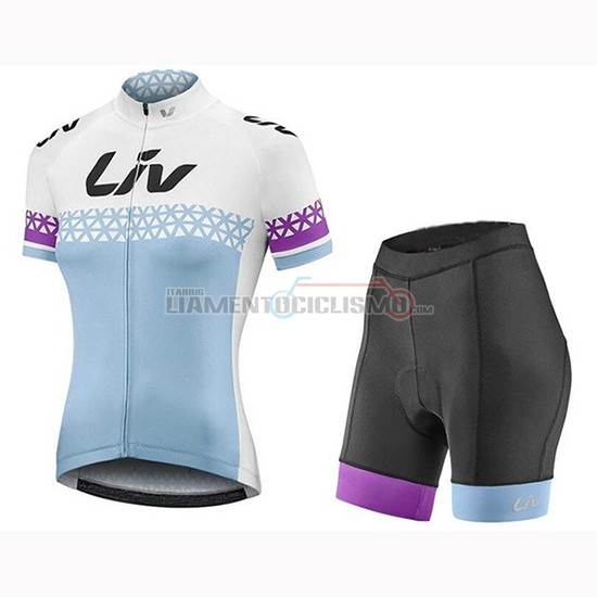 Abbigliamento Ciclismo Donne Liv Manica Corta 2019 Bianco Blu