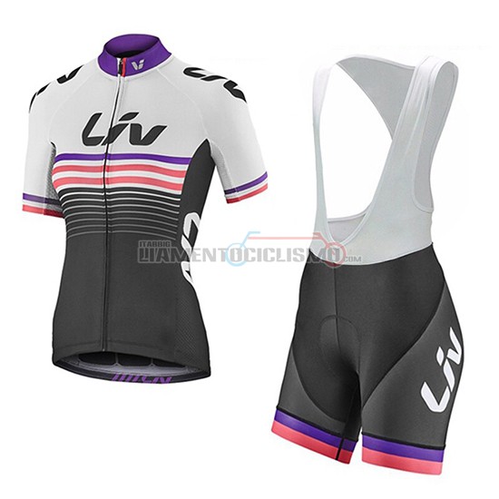 Abbigliamento Ciclismo Donne Liv Manica Corta 2019 Nero Bianco Fuxia